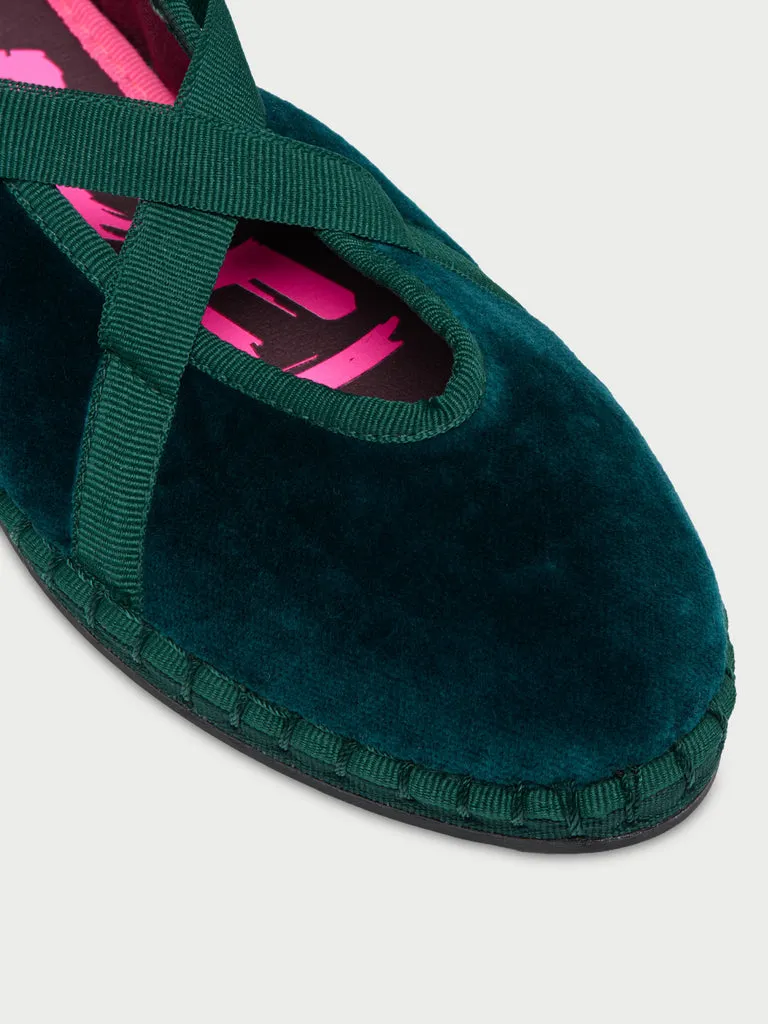 Flagelus Ribbon Leonor pantofi slip-on verzi catifea