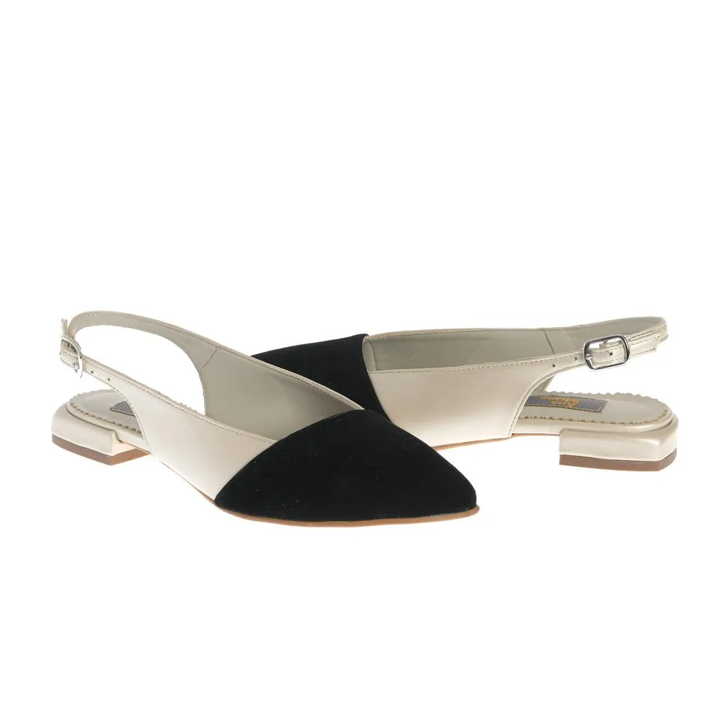 Ana Urbana Rosario balerini slingback negru-ivoire