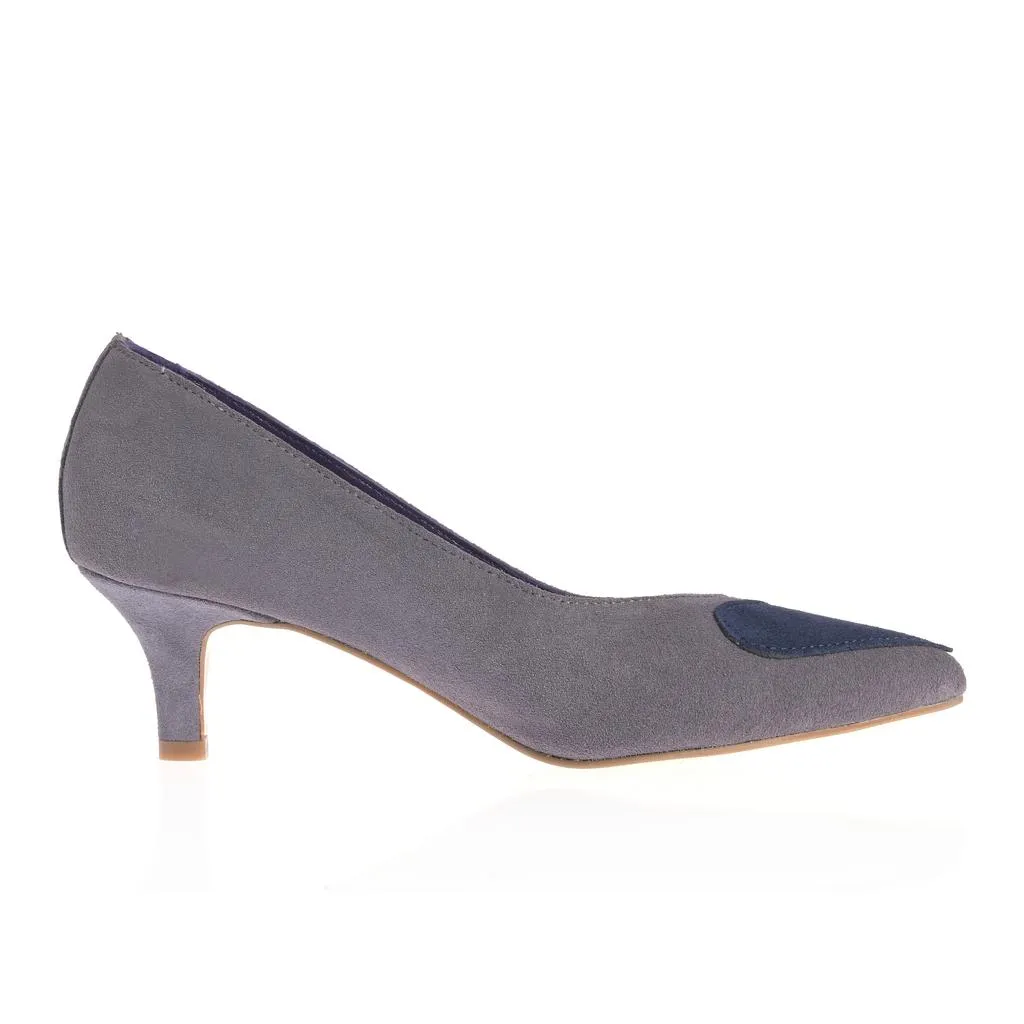 Ana Urbana Stockholm pantofi piele bleumarin-gri inima