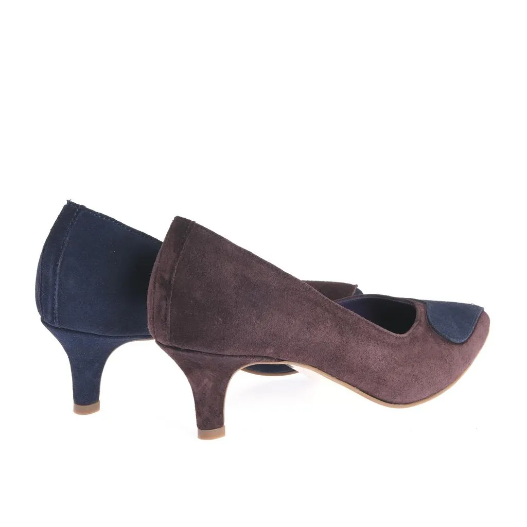 Ana Urbana Madrid pantofi piele bleumarin-maro toc 4cm