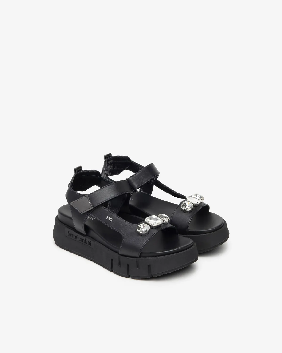 NeroGiardini sandale piele si textil dama de vara