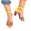 Catinca Shoes S4 GLC sandale piele galben cu linii colorate