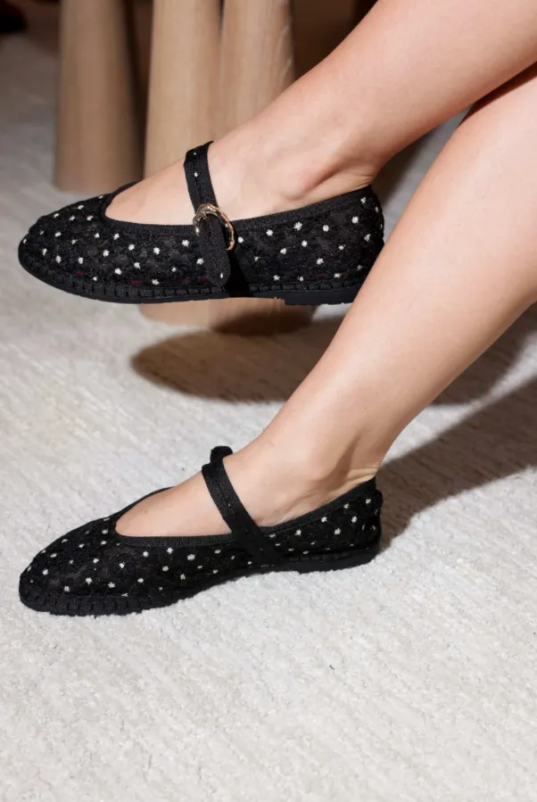 Flagelus Pierre Marguerite Black balerini mesh