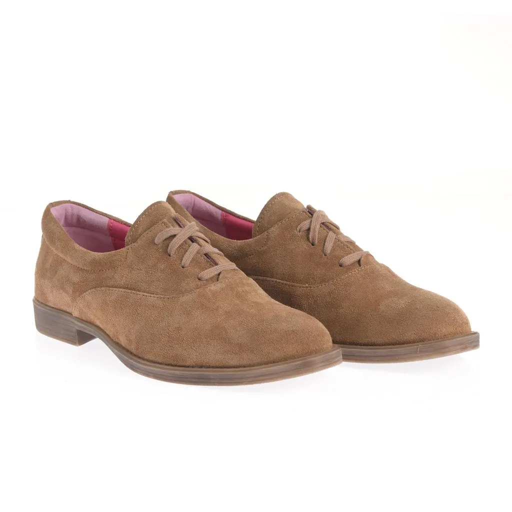 Ana Urbana Iulia pantofi maro-roz oxford piele intoarsa