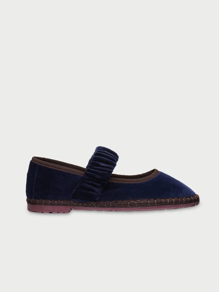 Flagelus Mafalda Dark Blue pantofi bleumarin catifea