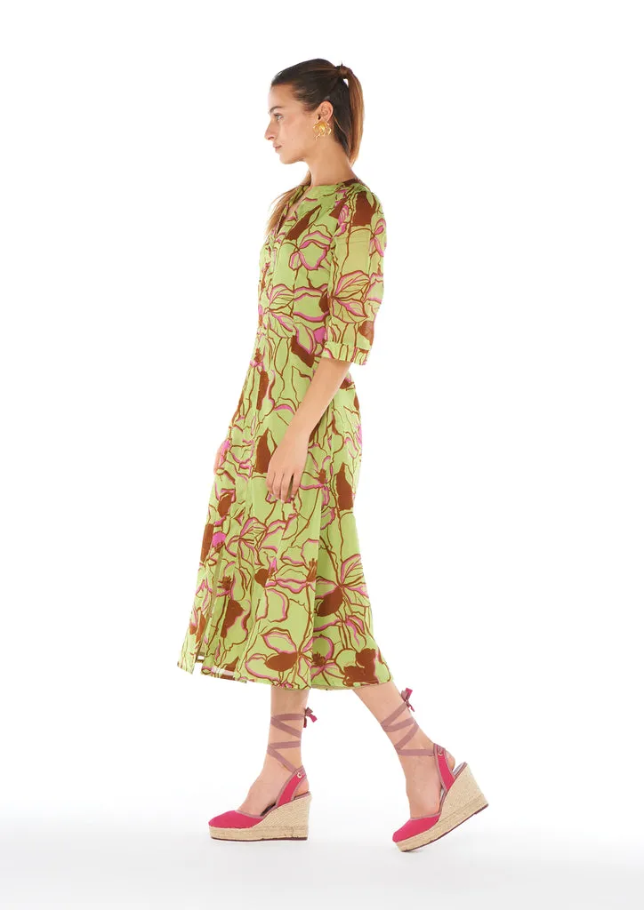 Flagelus Yao Green Kaftan rochie verde poliester
