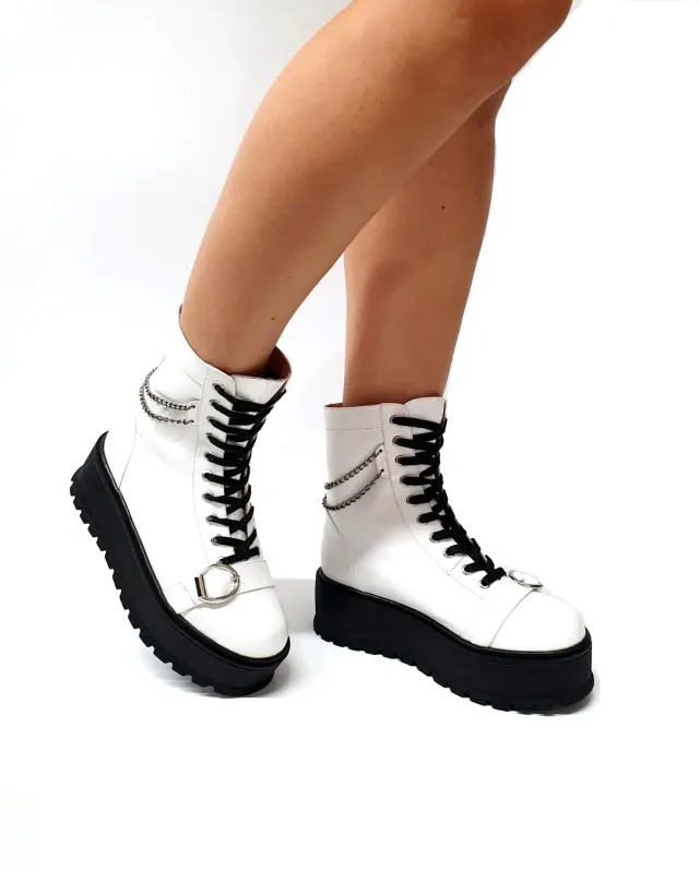Catinca Shoes BC34 A bocanci dama piele naturala albi
