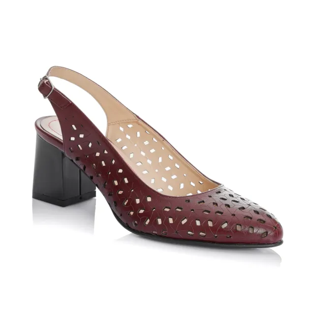 Sandale dama piele naturala Catinca Shoes L728 bordo perforat