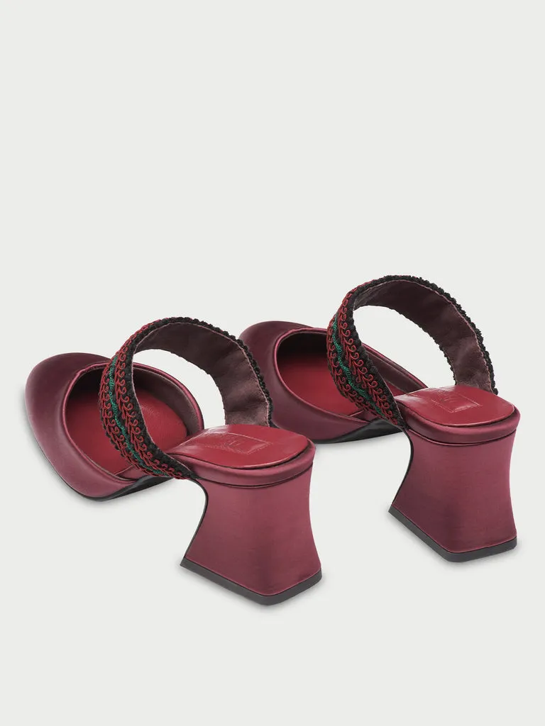 Flagelus Foxtrot Burgundy pantofi satin toc 6 cm