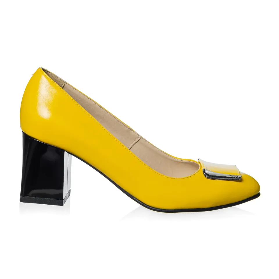Pantofi dama piele naturala Catinca Shoes A38 GB galben