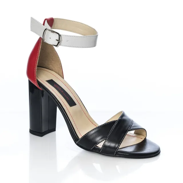 Catinca Shoes S4 NRA sandale dama negru rosu alb piele