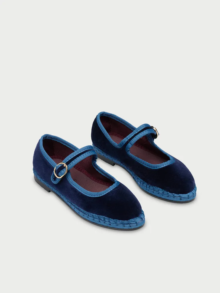 Flagelus Montague Kids pantofi Mary Jane bleumarin catifea