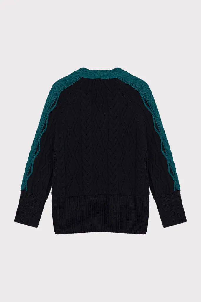 Flagelus Emerald Braid pulover bleumarin bumbac
