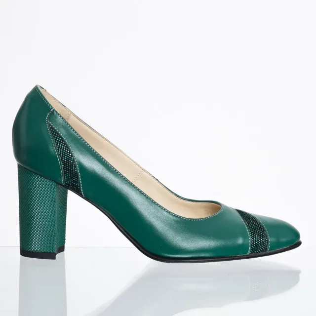 Catinca Shoes 114 VP pantofi dama verde cu puncte piele naturala