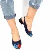 Catinca Shoes T16 BVFN sandale dama piele naturala bleumarin flori