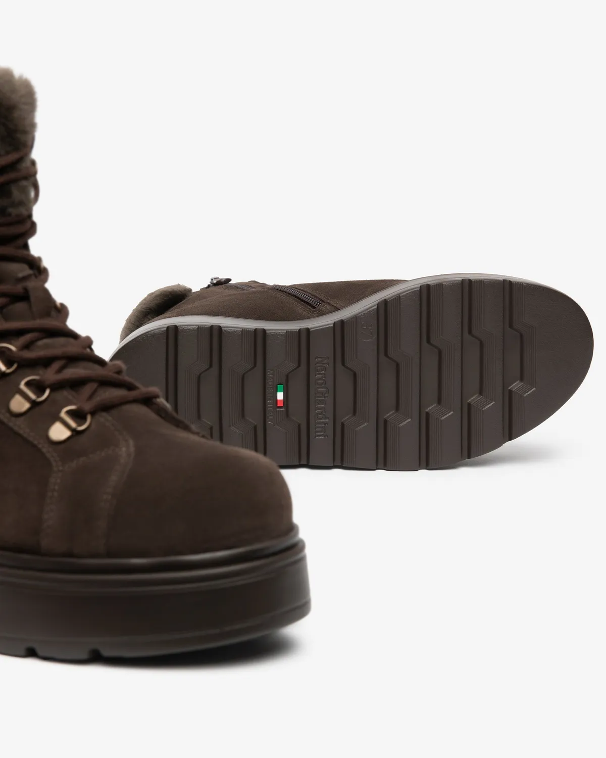 NeroGiardini botine piele intoarsa dama platforma 55 mm blana