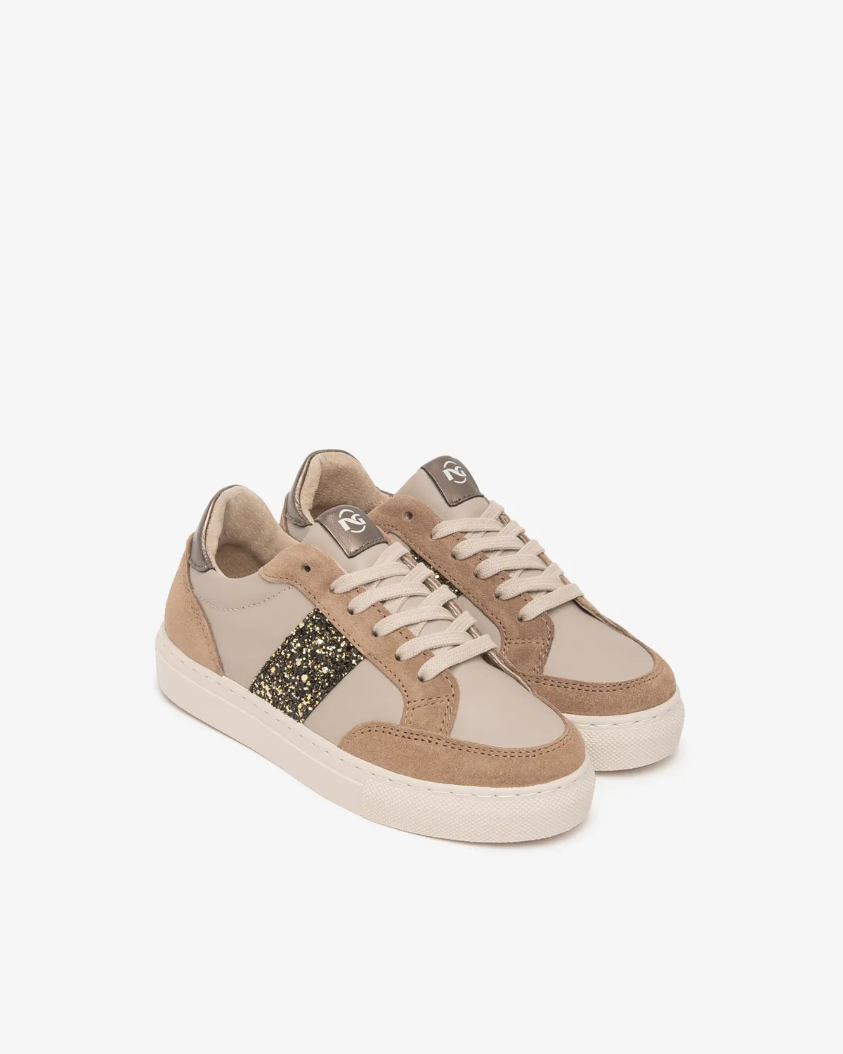 NeroGiardini sneakers fete piele intoarsa cu sclipici gri
