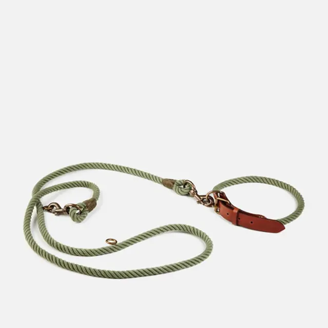 Cecilia Bringheli Virgola zgardă câine piele verde salvie