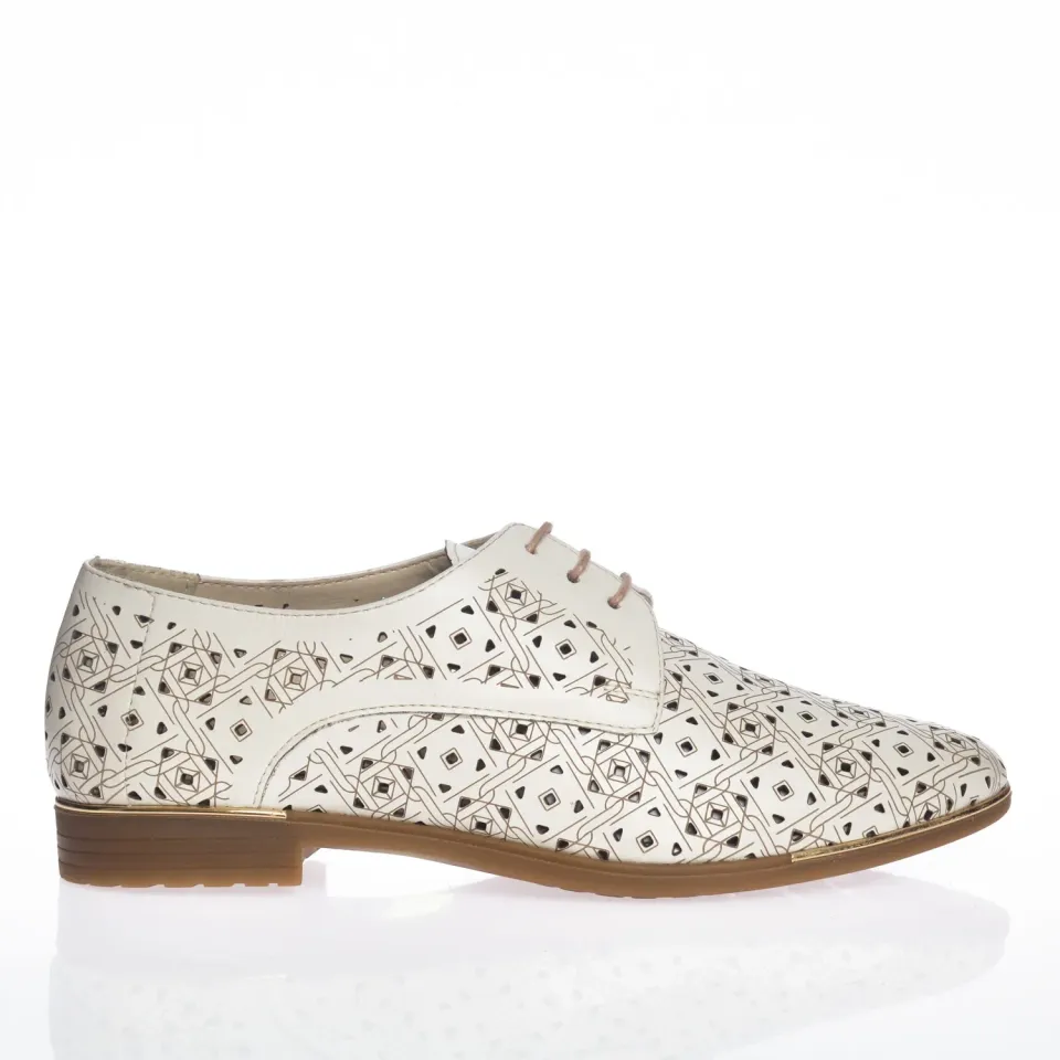 Catinca Shoes D15 A pantofi dama piele alba naturala