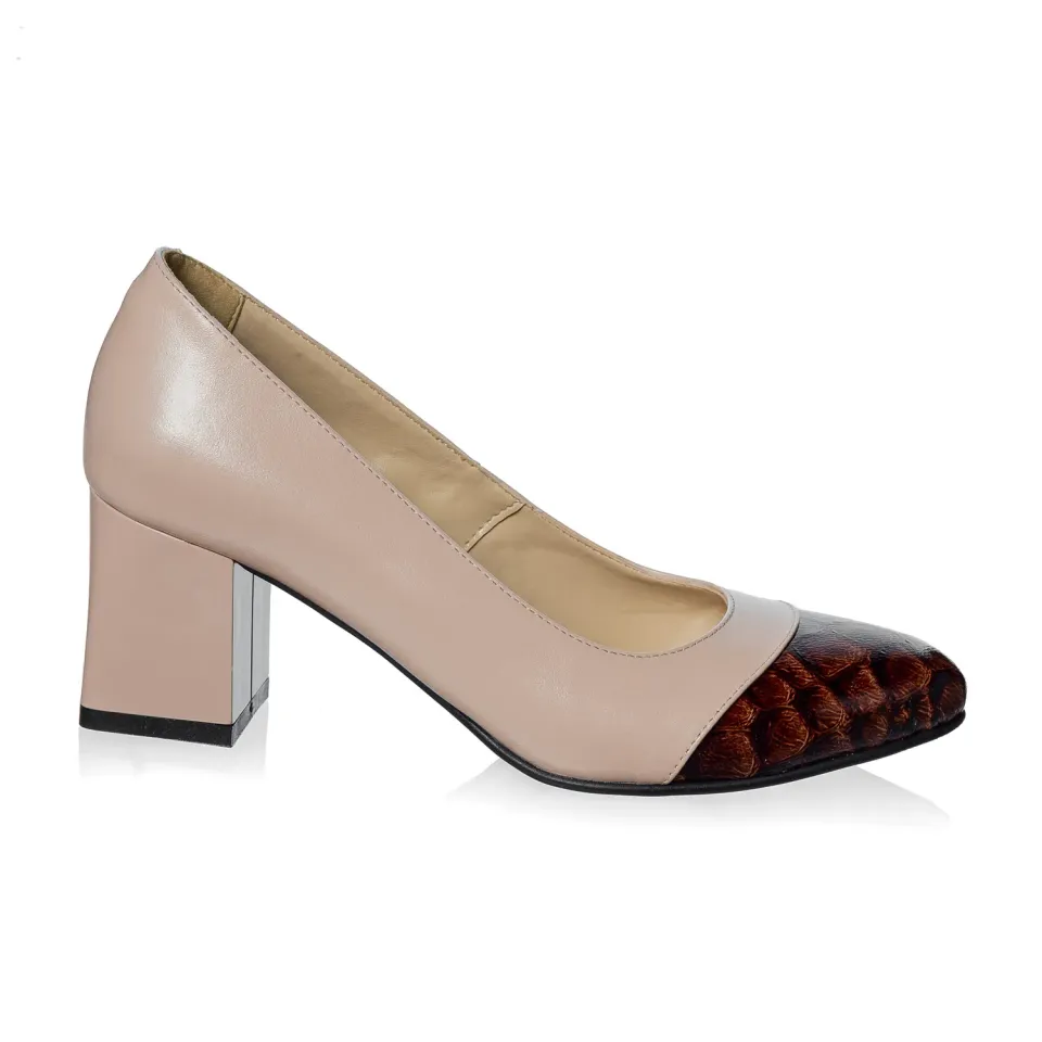 Catinca Shoes A3 NSM pantofi dama nude solzi maro piele