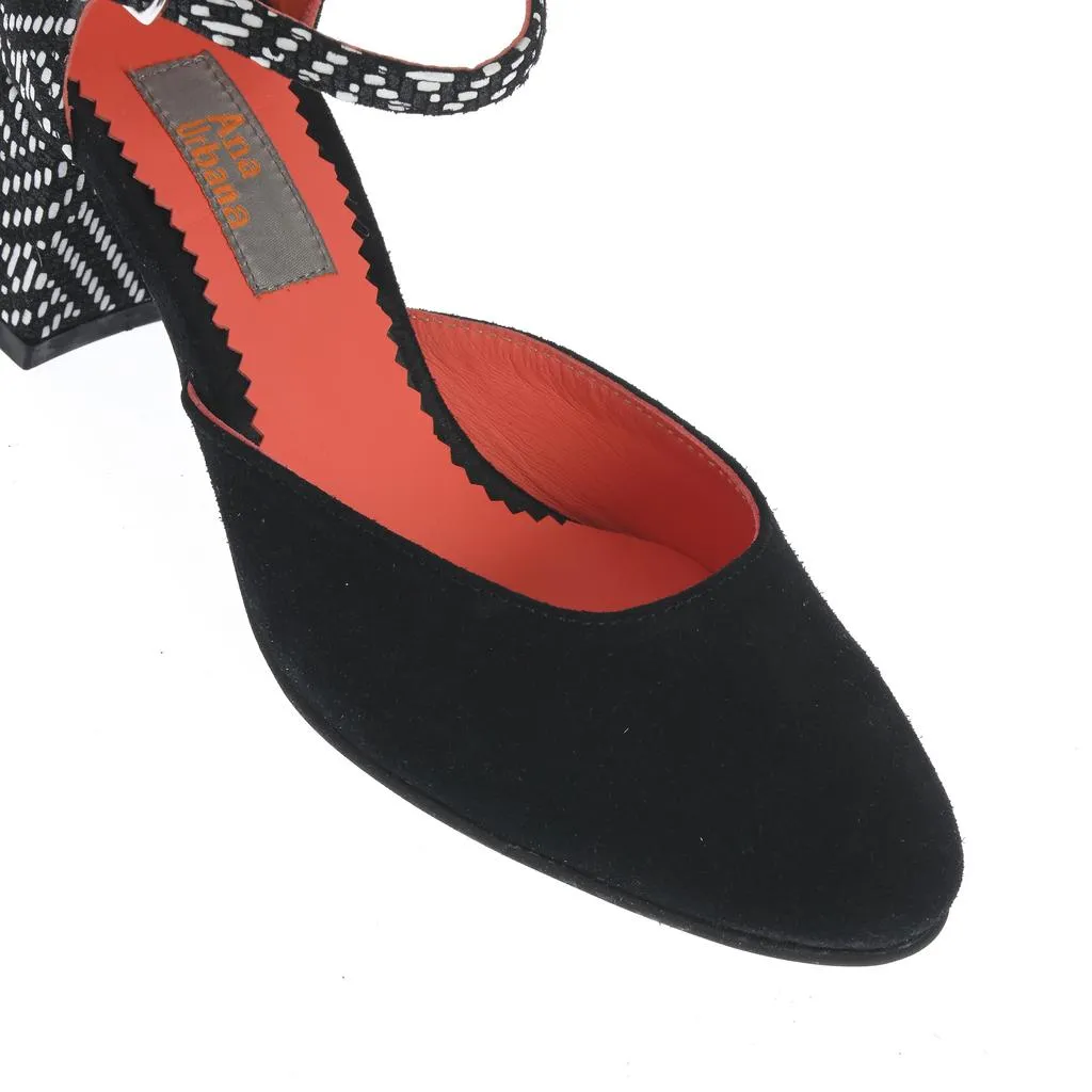 Ana Urbana Shoes Cancun pantofi negru-alb toc 4 cm