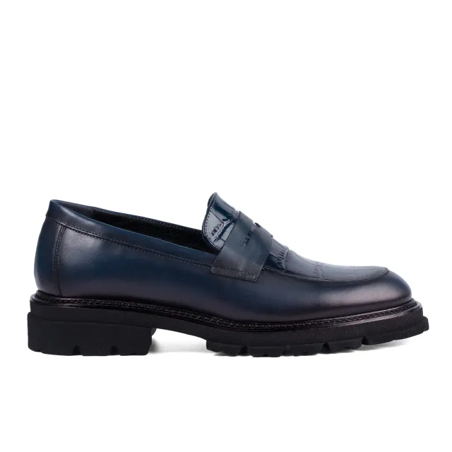 Mocasini Lucas Shoes Ezra Ukr Croco Blue piele