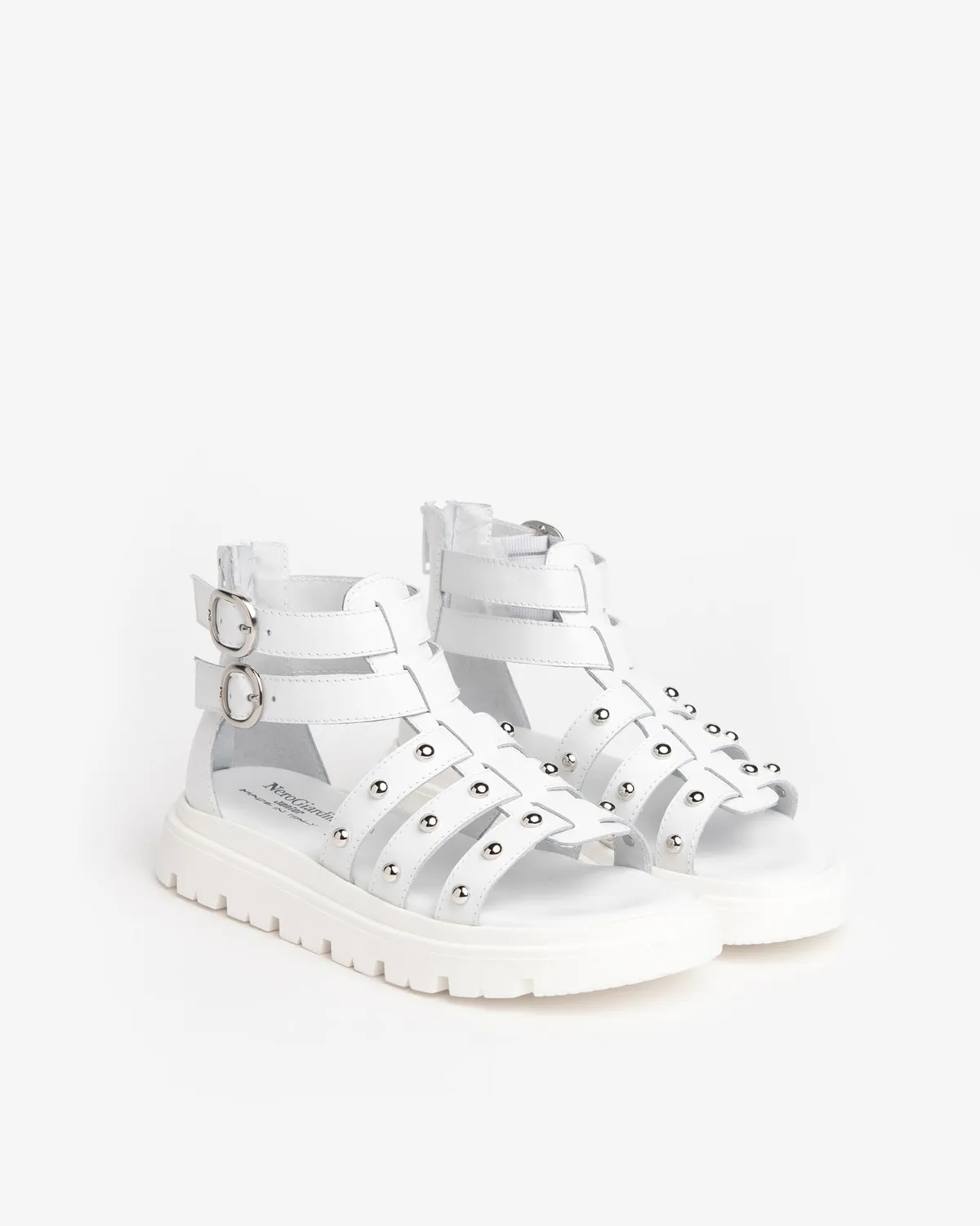 NeroGiardini sandale fete piele gladiator cu fermoar