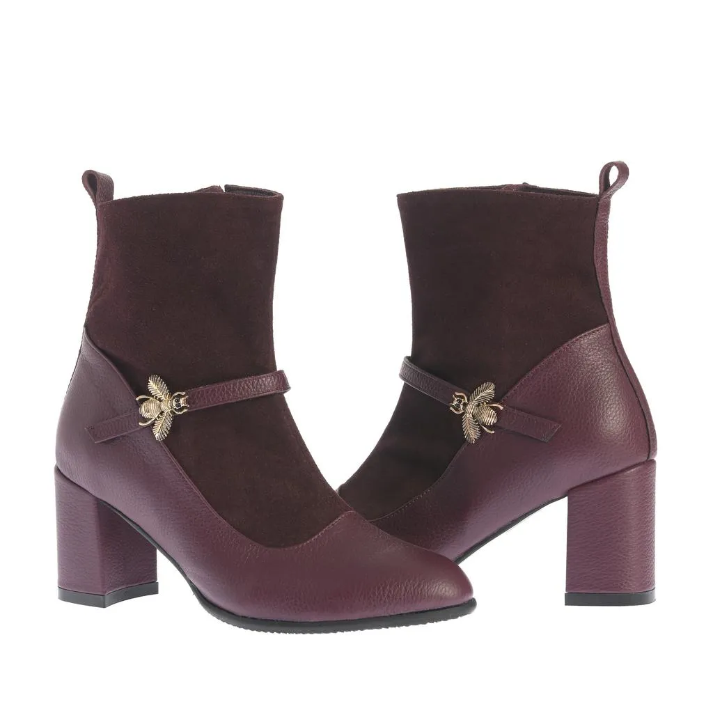 Ana Urbana Shoes Anemona botine bordeaux toc gros