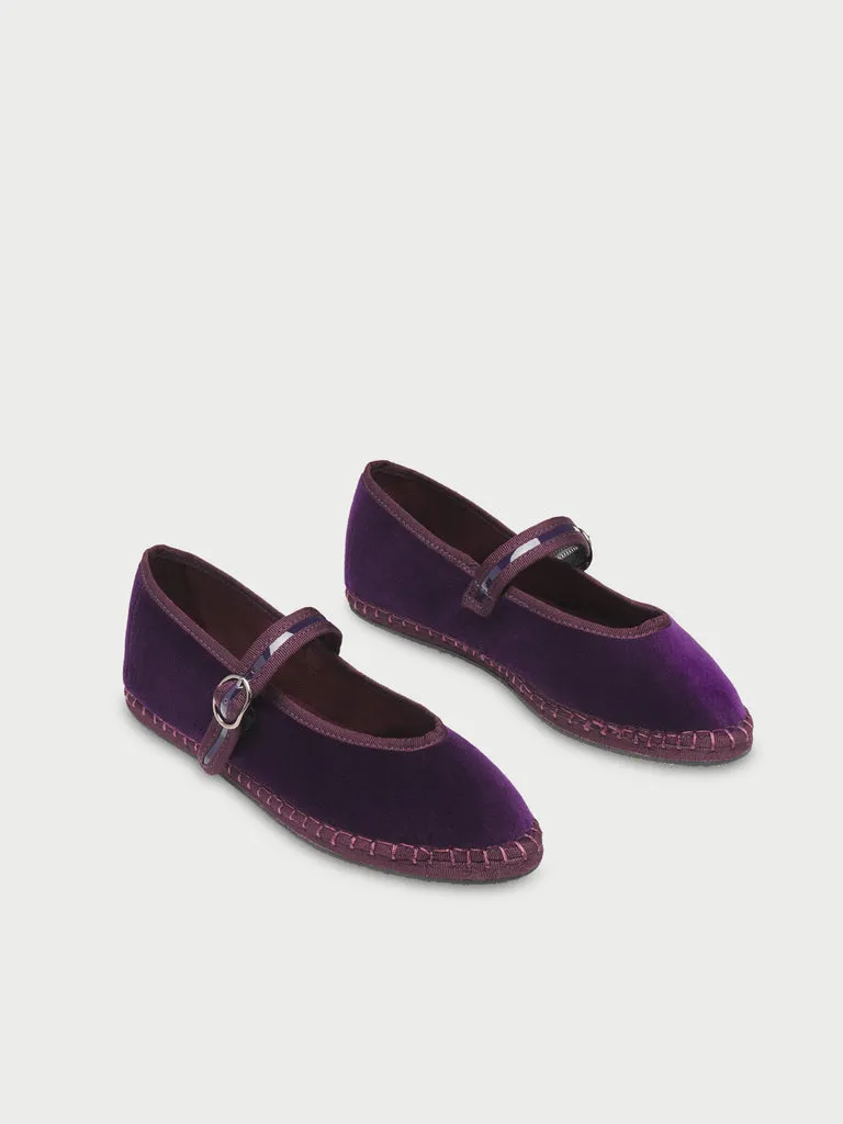 Flagelus Pierre Purple balerini mov catifea bumbac