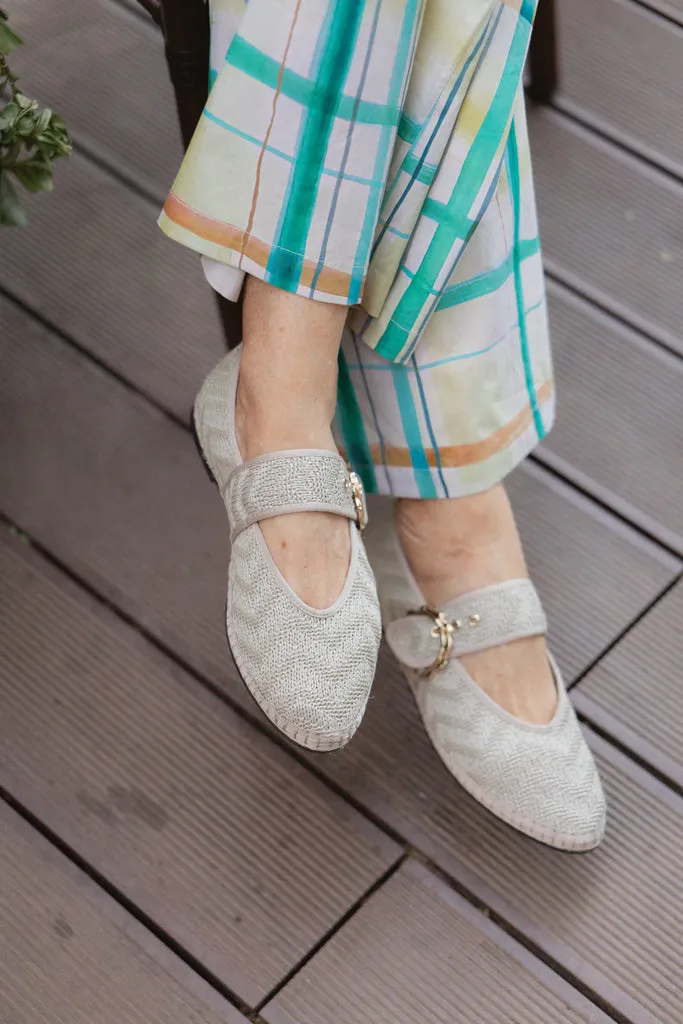 Flagelus Sophie Raffia Nude balerini rafie gri