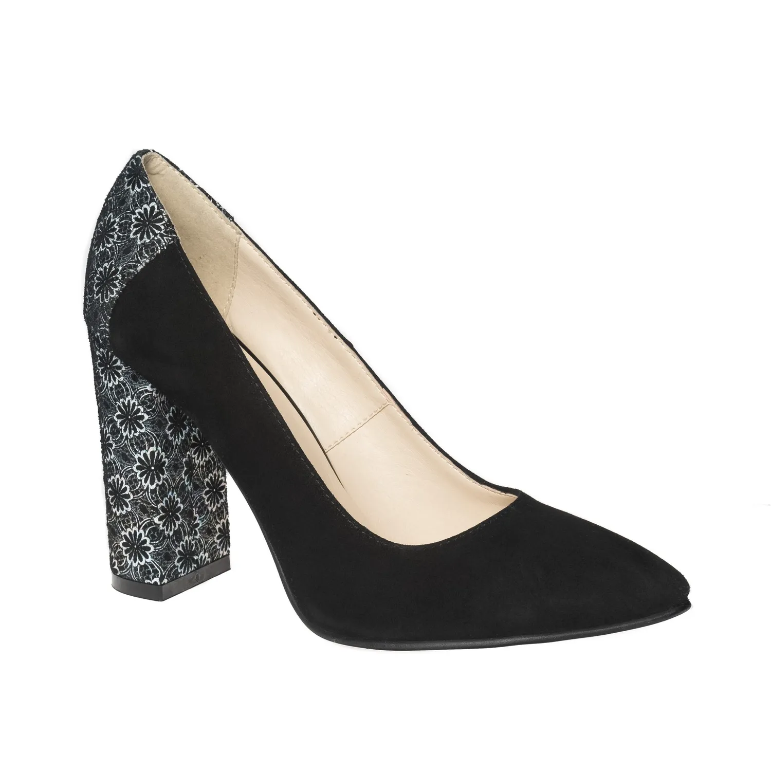 Catinca Shoes 2692 NAF pantofi piele negru flori