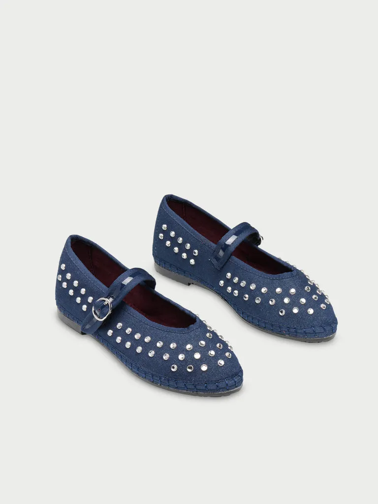 Flagelus Mae Cristal Rostova balerini denim cristale