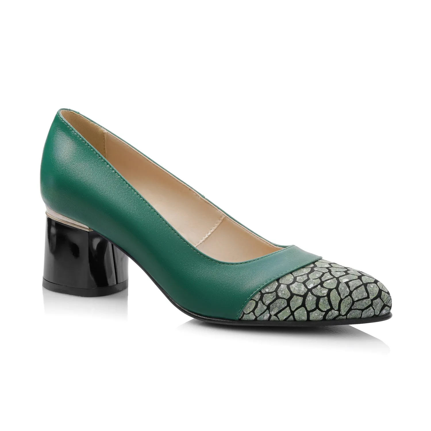 Catinca Shoes A73 VPV pantofi piele naturala verde pietre