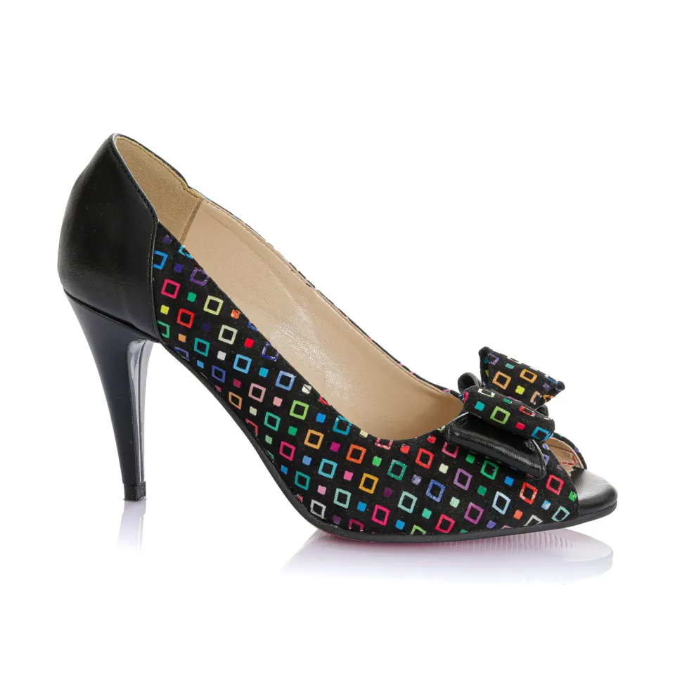 Catinca Shoes F23 NPC pantofi piele negru pătrățele