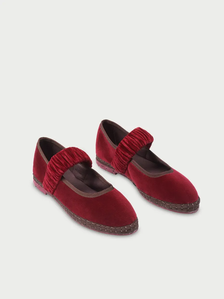 Flagelus Mafalda pantofi burgundy catifea bumbac