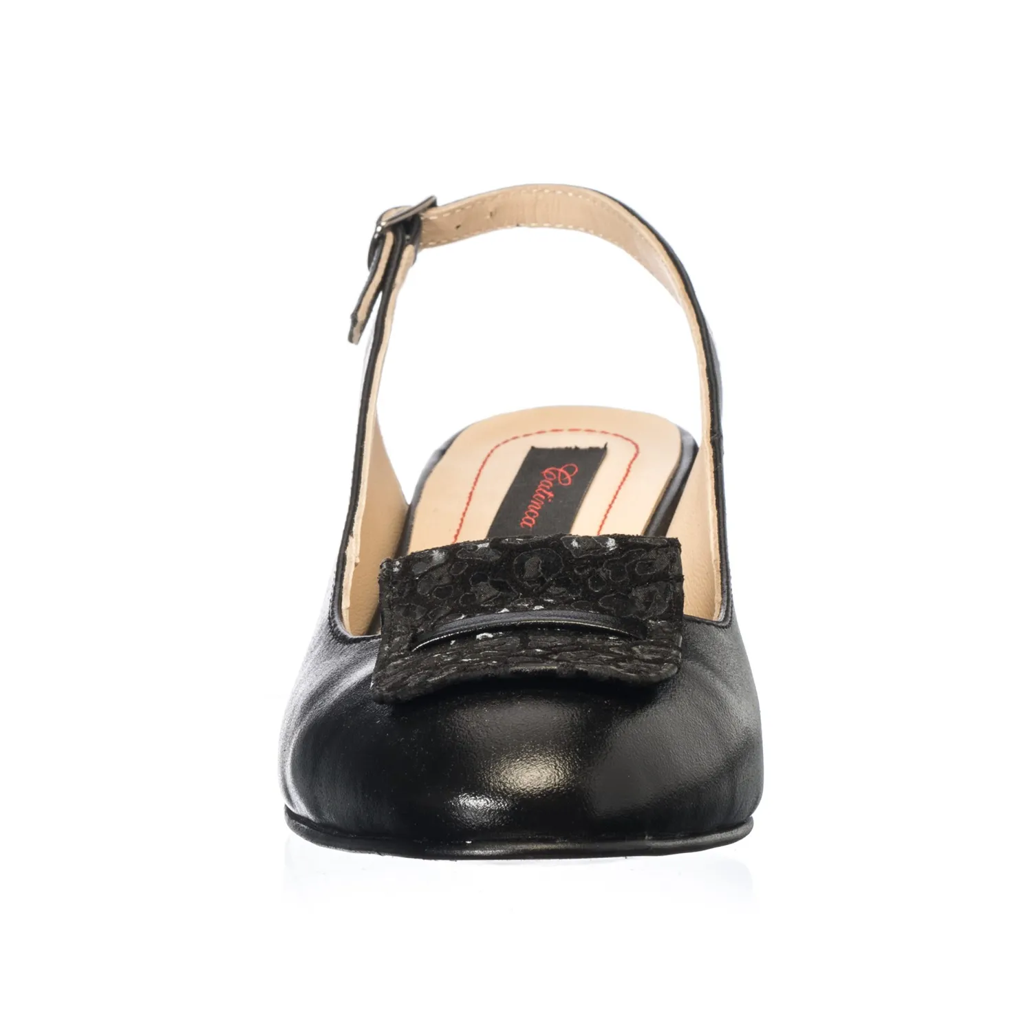 Catinca Shoes A85 NF sandale dama piele naturala negru flori