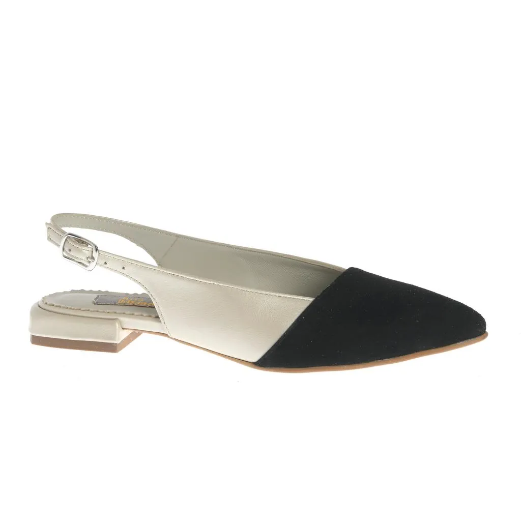 Ana Urbana Rosario balerini slingback negru-ivoire