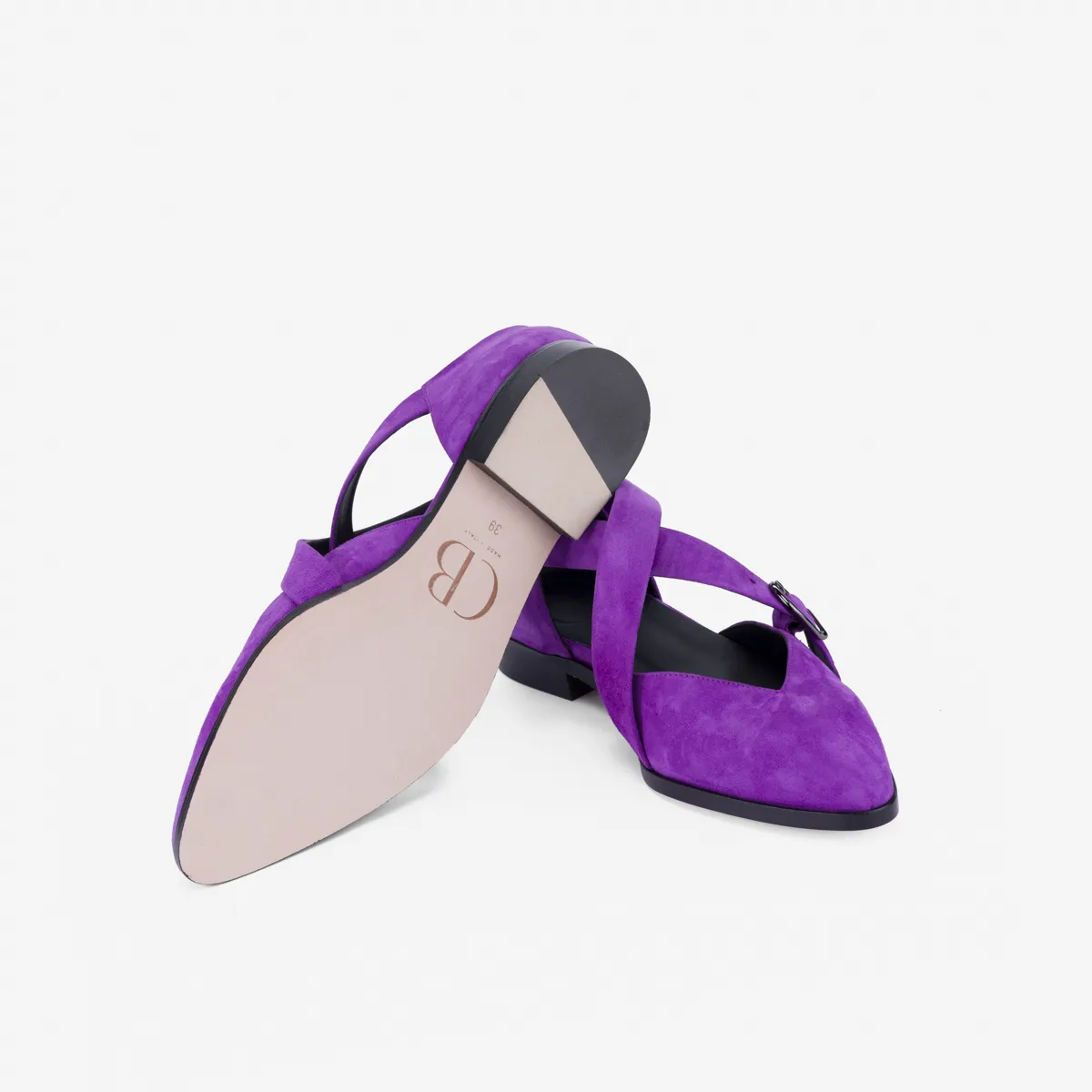 Cecilia Bringheli Croce sandale piele mov toc mic