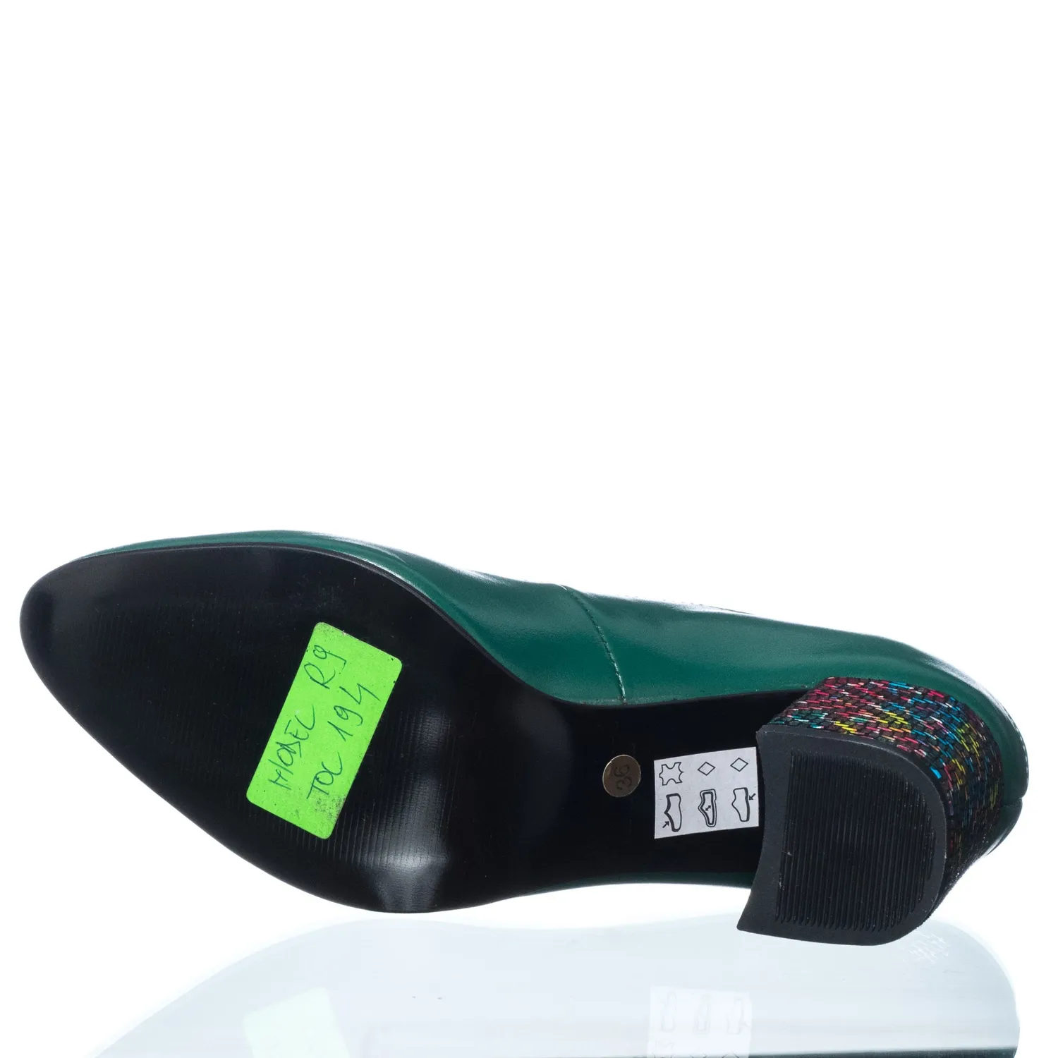 Catinca Shoes R9 VTM pantofi dama piele verde toc mozaic