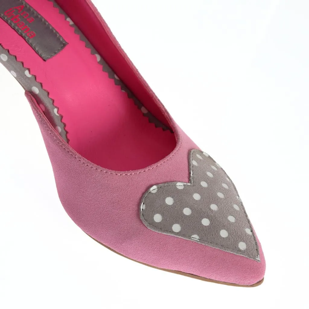 Ana Urbana Shoes Seattle pantofi roz-gri toc mic