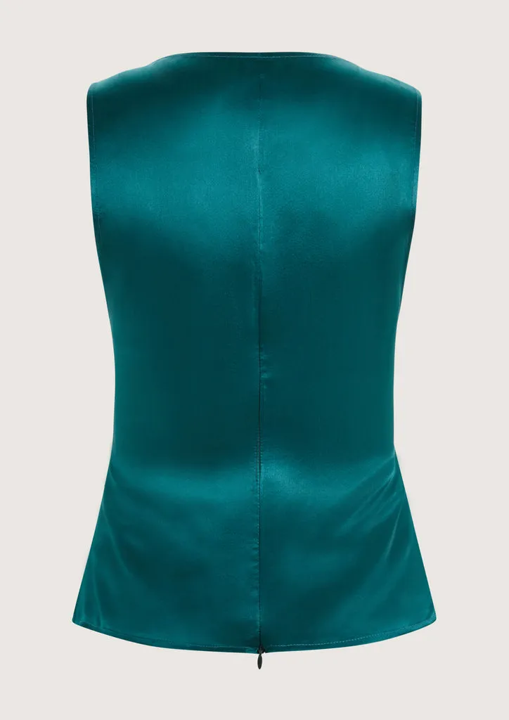 Flagelus Roller top damă verde petrol mătase