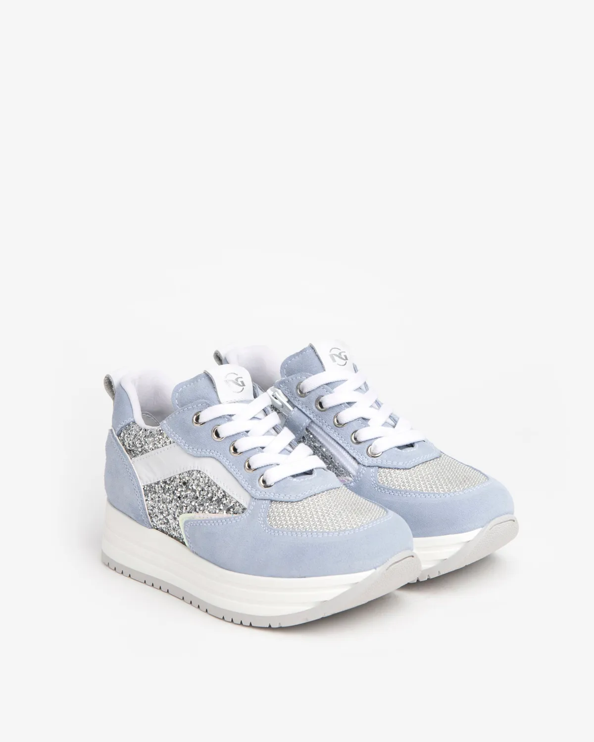 Sneakerși NeroGiardini fete sclipici cu fermoar