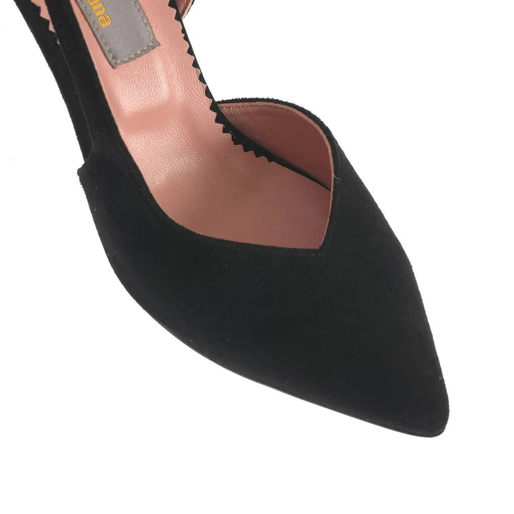 Ana Urbana Frankfurt pantofi velur negru slingback