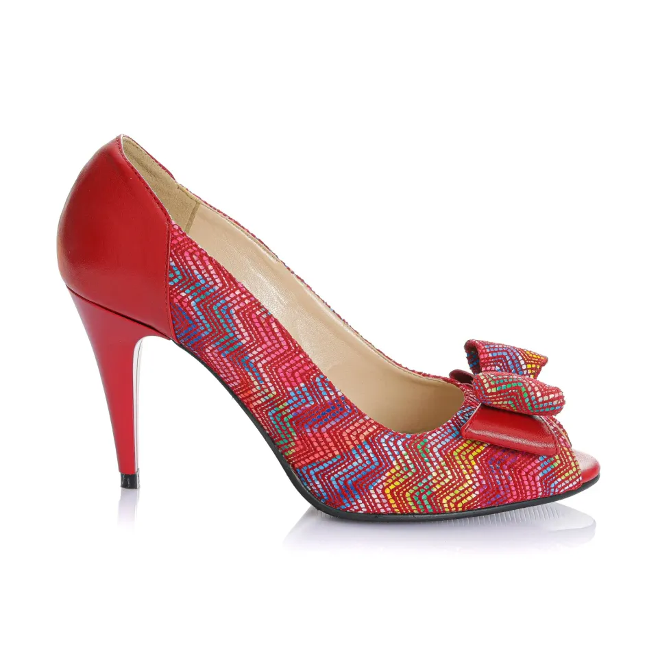Catinca Shoes F23 RSR pantofi dama piele rosie sarpe