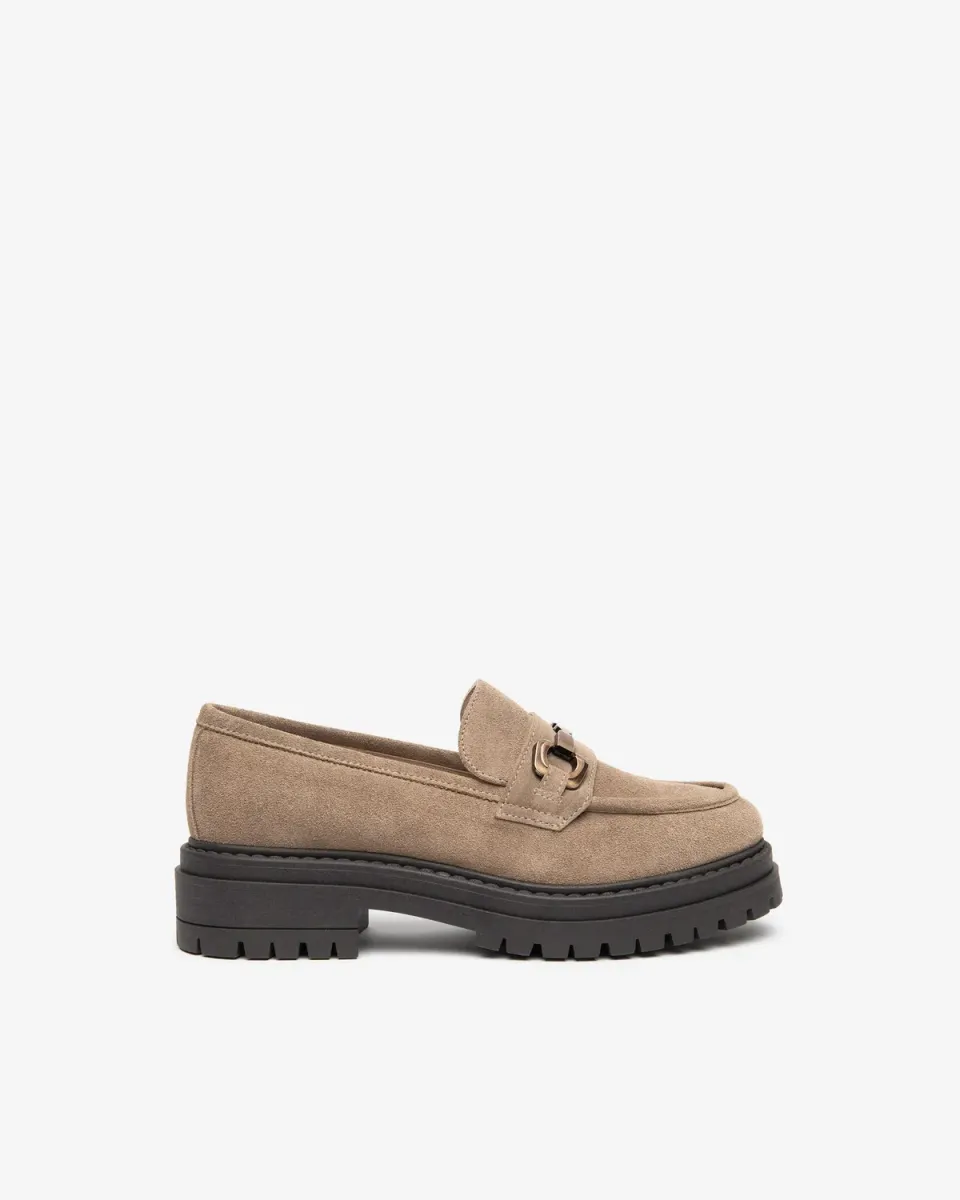 Mocasini NeroGiardini piele întoarsă toc 40 mm