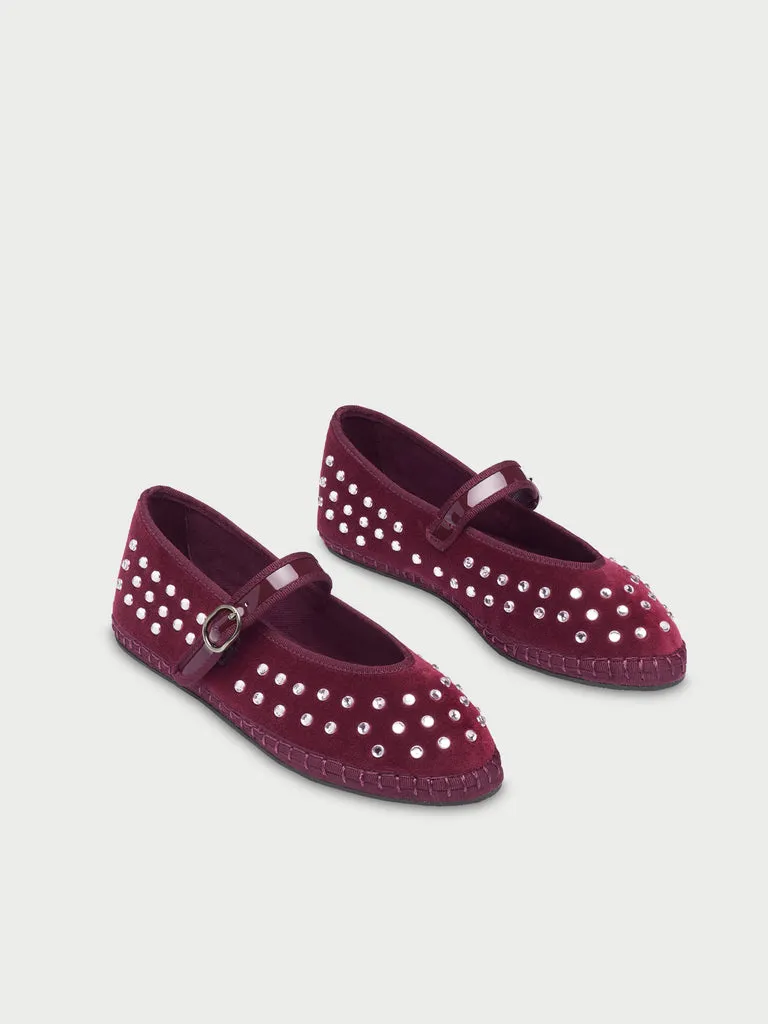 Flagelus Mae Burgundy balerini catifea cristale