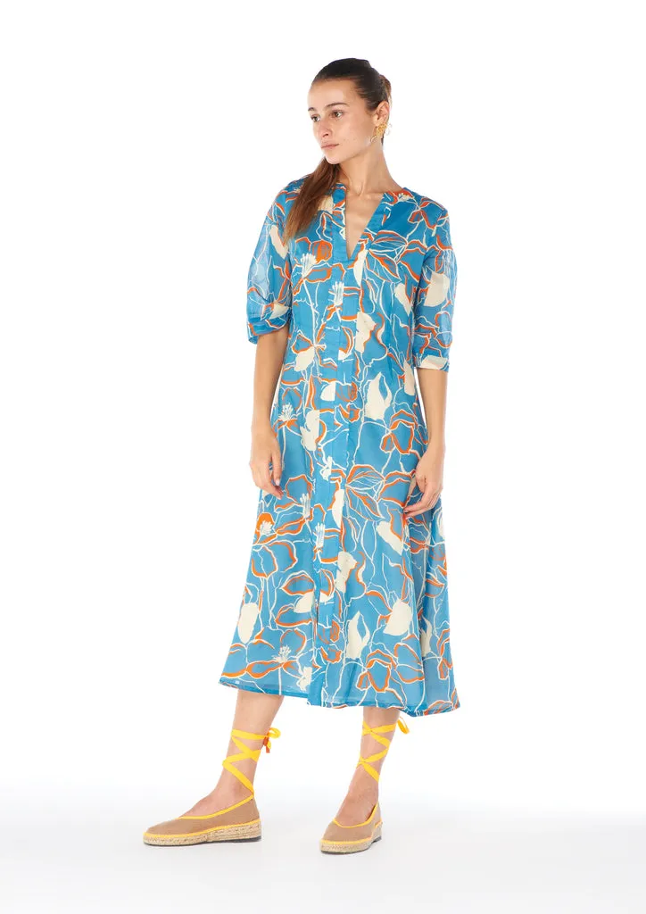 Flagelus Yao Blue Kaftan caftan albastru lung