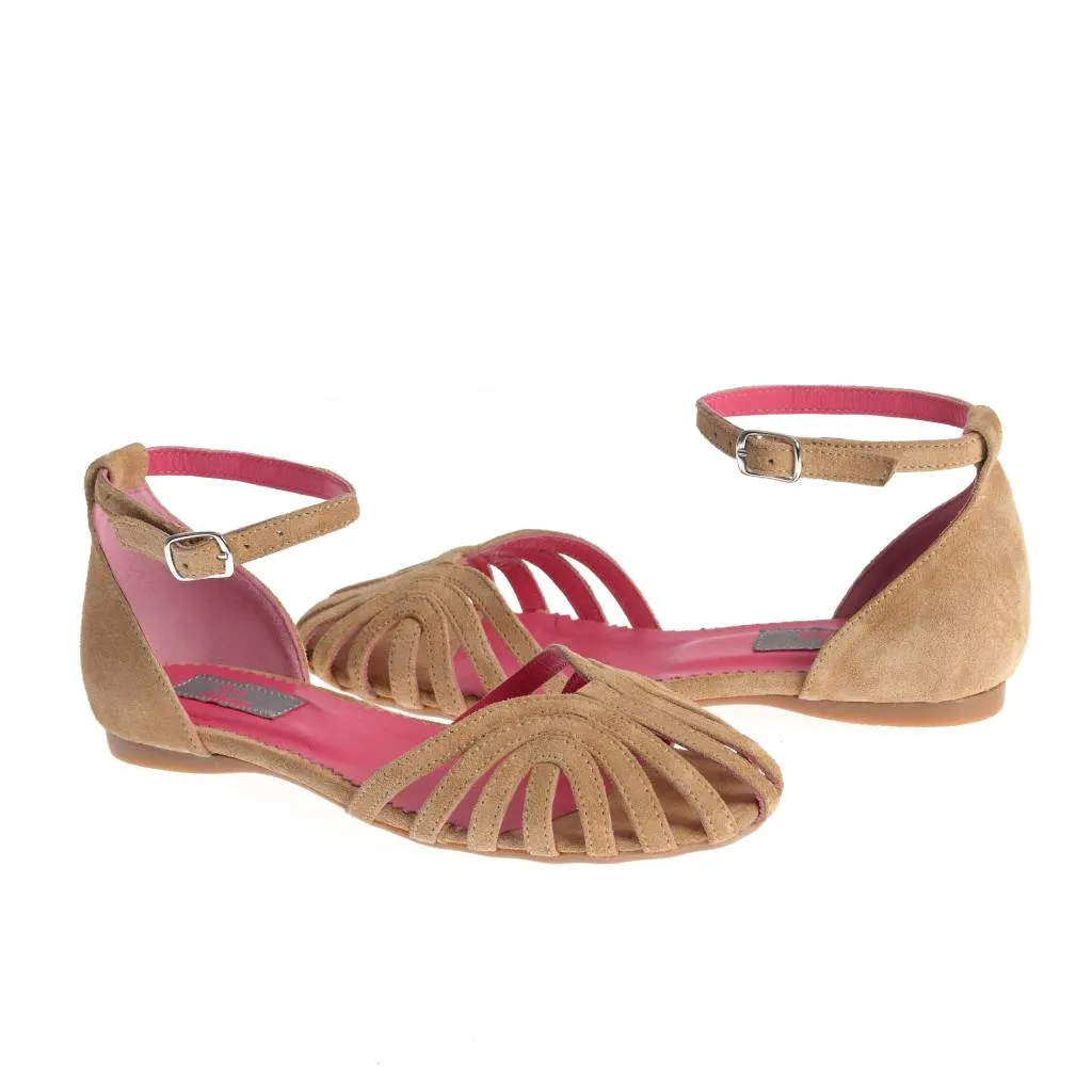 Ana Urbana Shoes Alexandra sandale bej-roz piele întoarsă