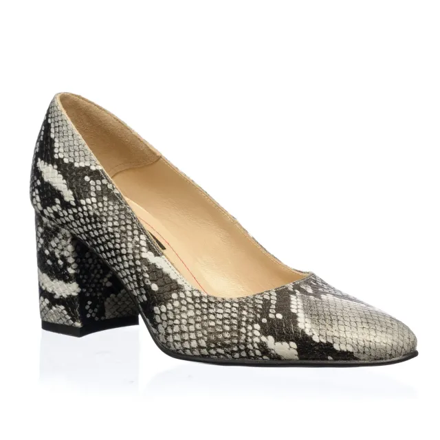 Catinca Shoes R7 SAN pantofi piele sarpe alb negru