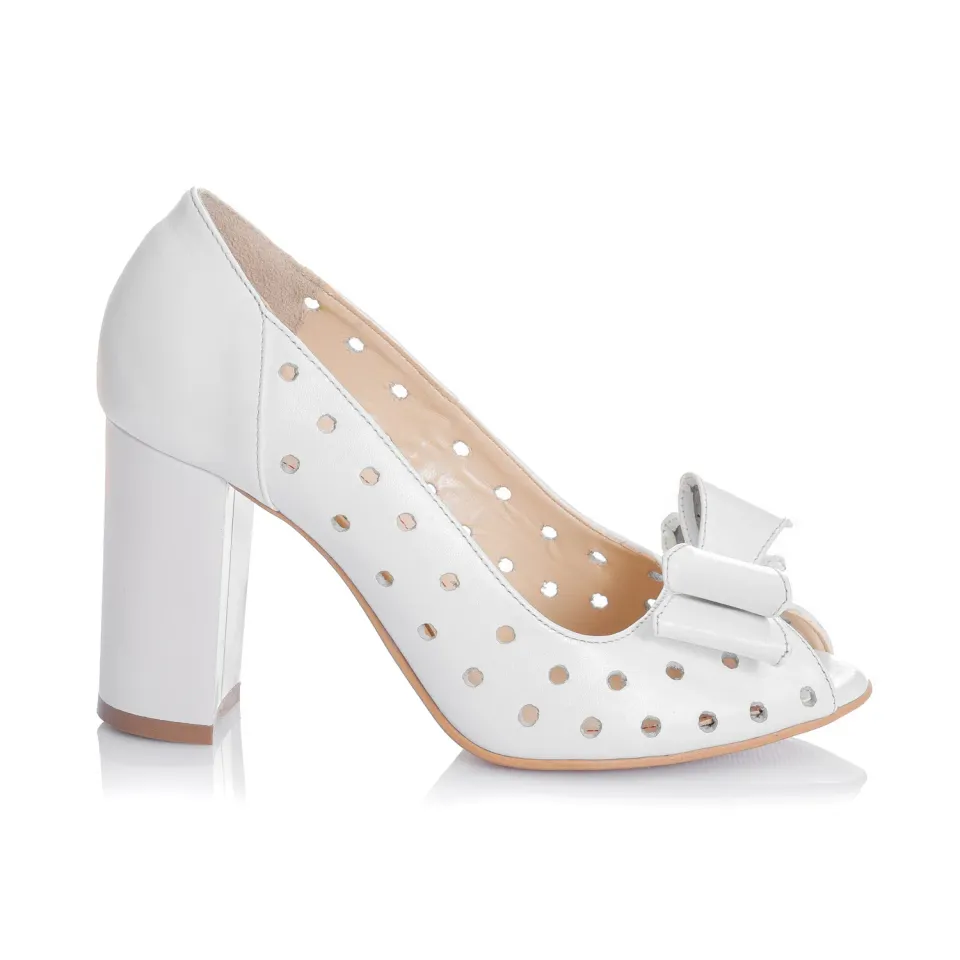 Catinca Shoes F23 AS pantofi dama piele alb sidef
